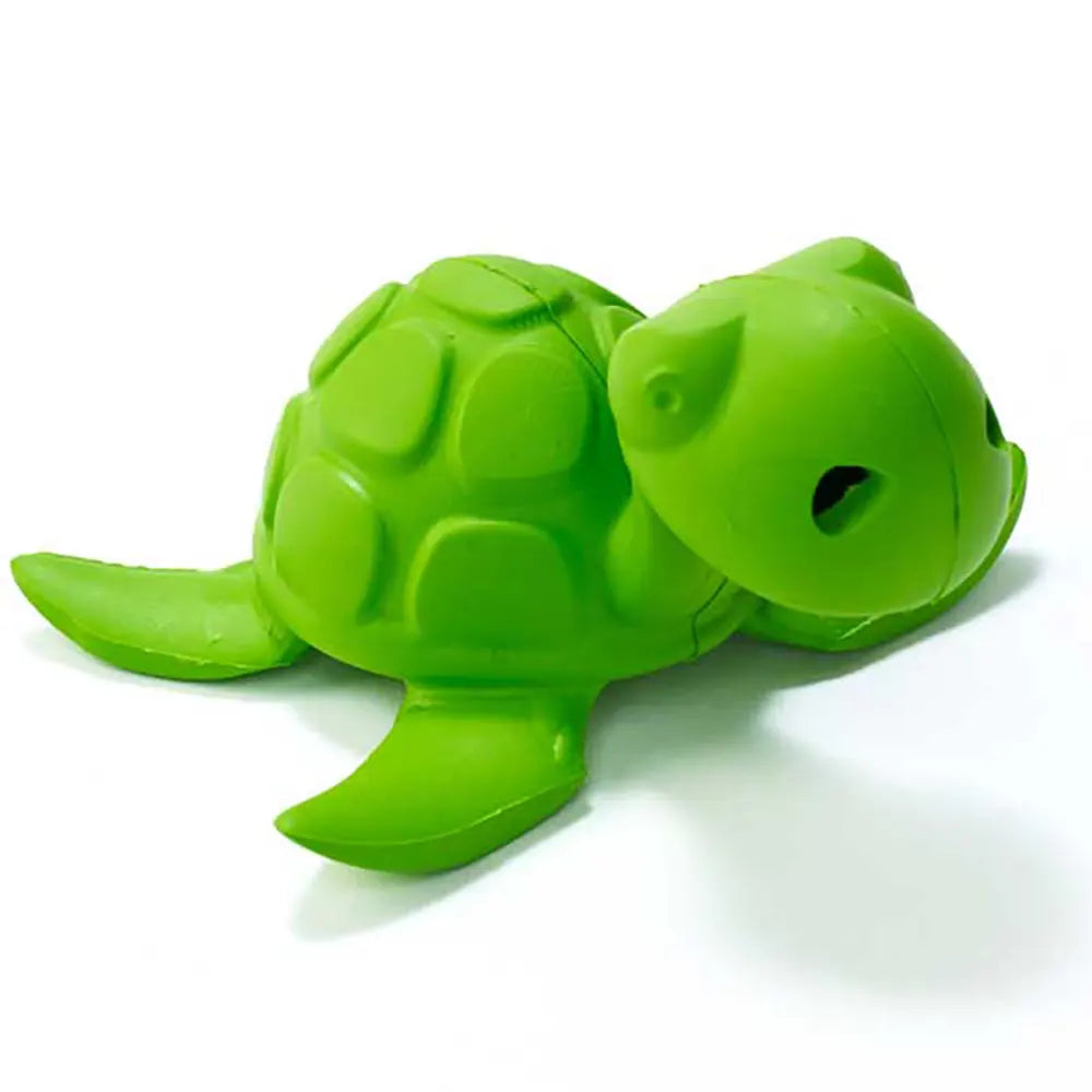 Green rubber sea turtle bath toy.