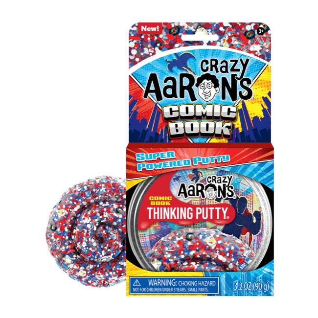 crazy aaron's thinking putty 4" tin - trend setters comic book