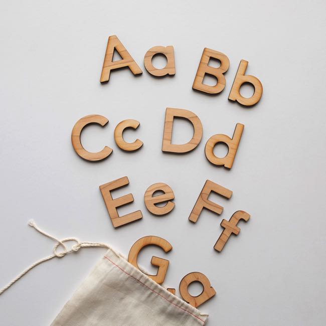 Gladfolk Wooden Alphabet Set Montessori Movable Set in Maple