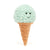 Jellycat irresistible ice cream in mint is tempting, indeed. A bushy, sherpa like textured scoop of mint ice cream sits on an enbroidered cone. His happy little smile and glossy eyes are sure to delight.