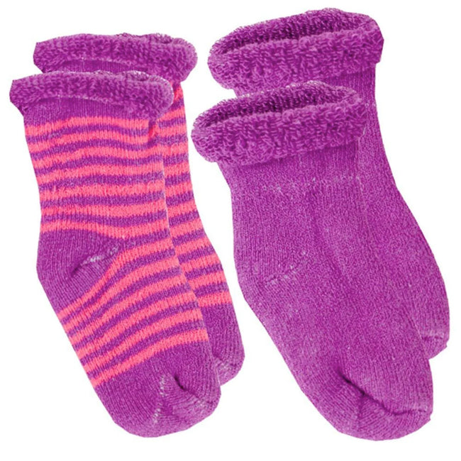 kushies baby terry socks 2pk - fuchsia stripe/solid