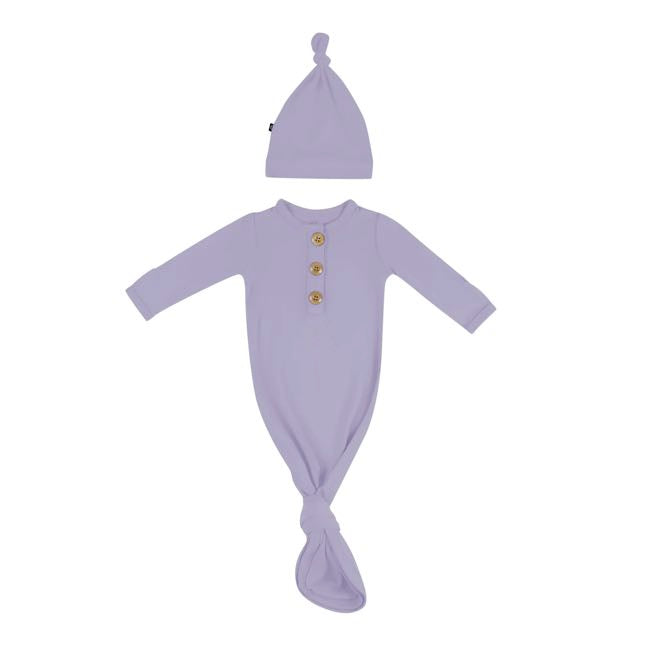 Kyte Baby Knotted Gown with Hat Set in Taro