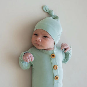 Kyte Baby Knotted Gown with Hat Set in Sage