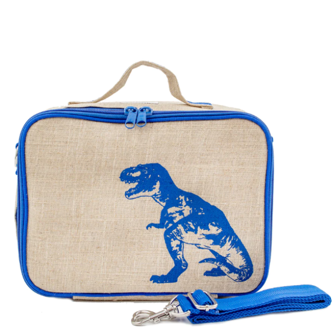soyoung raw linen lunch box - blue dino