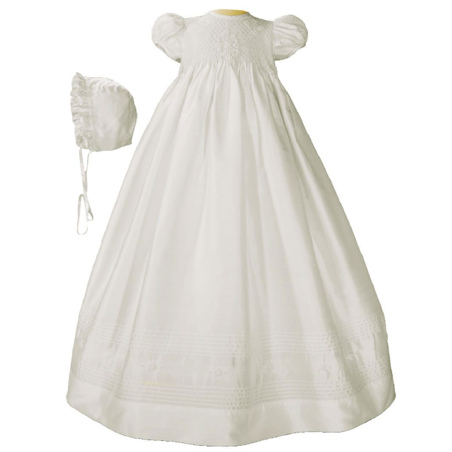little things mean a lot girls 32" dupioni silk smocked gown