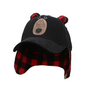 flapjacks 3D cap with earflaps black bear