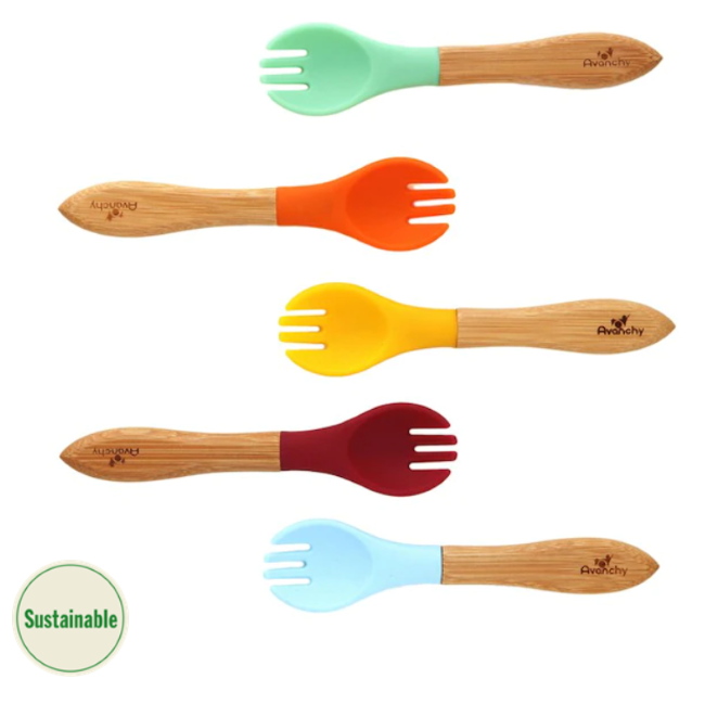 avanchy baby forks 5pk - green/blue/red/yellow/magenta