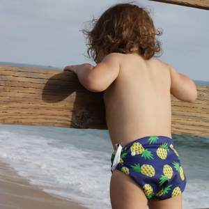 beau + belle littles baby nageuret reusable swim diaper (0-3yrs) - blue pineapples
