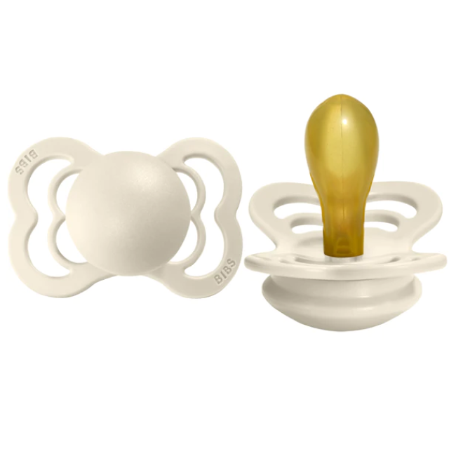 Bibs Supreme Collection Flat Natural Rubber Latex Pacifier 2pk - Ivory