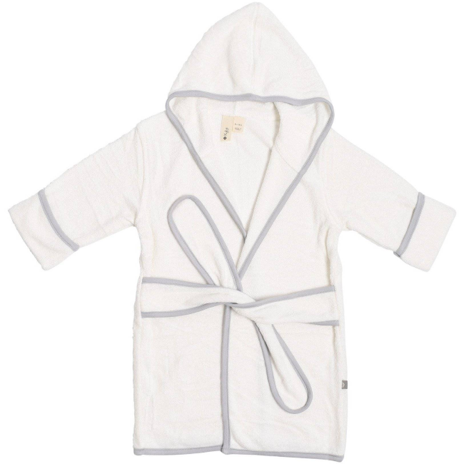 Kyte Baby Toddler Bath Robe in Cloud with Storm Trim