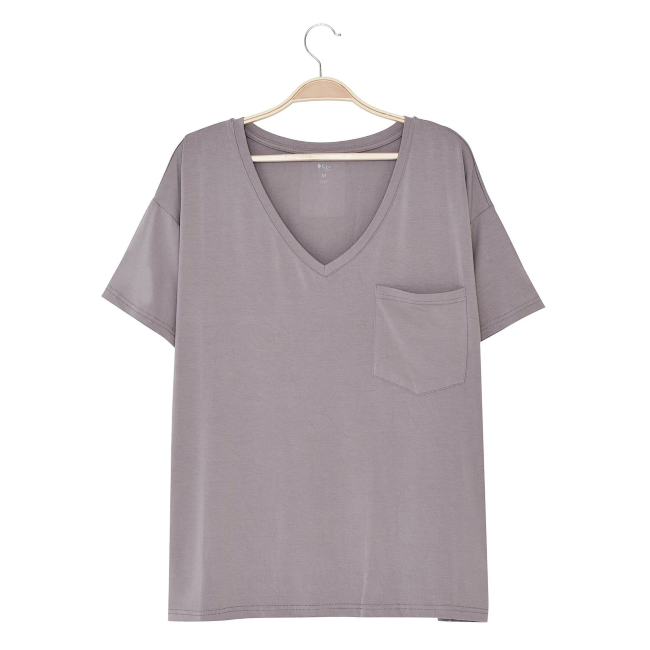 Kyte Mama Relaxed Fit V-Neck in Mushroom