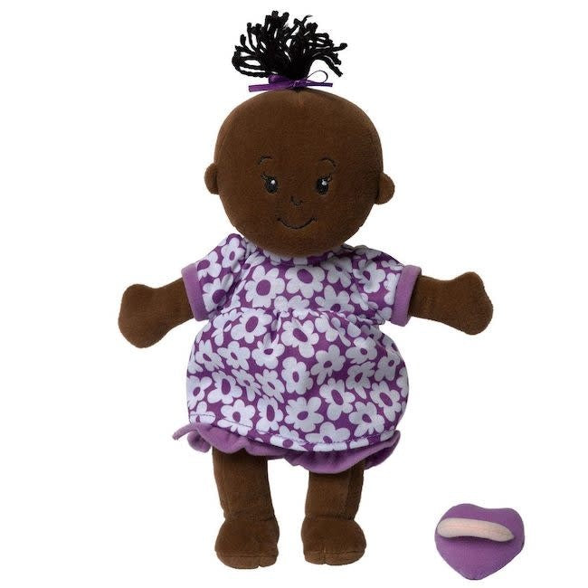 Manhattan Toy Wee Baby Stella Brown Doll with Black Hair - Purple Dress
