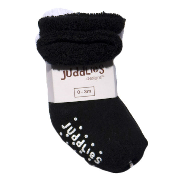 juddlies newborn socks 2pk - black/white