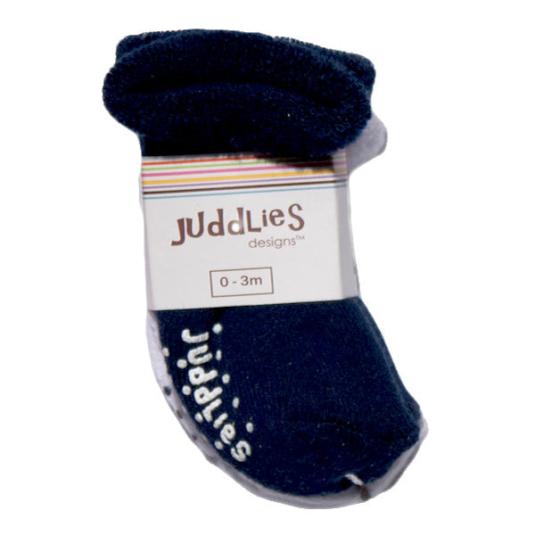 juddlies newborn socks 2pk - navy/white