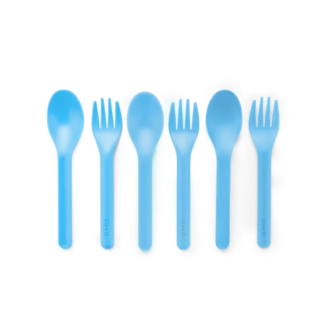 omielife fork spoon utensil set 6PC - blue sky