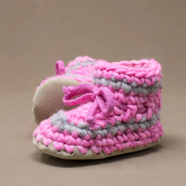 padraig cottage children's slippers - pink stripe