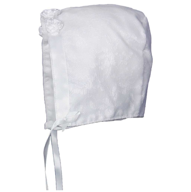 little things mean a lot girls white poly-cotton baptism hat with lace overlay