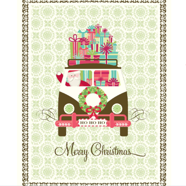 yellow bird greetings - Vanagon Santa Gifts Card