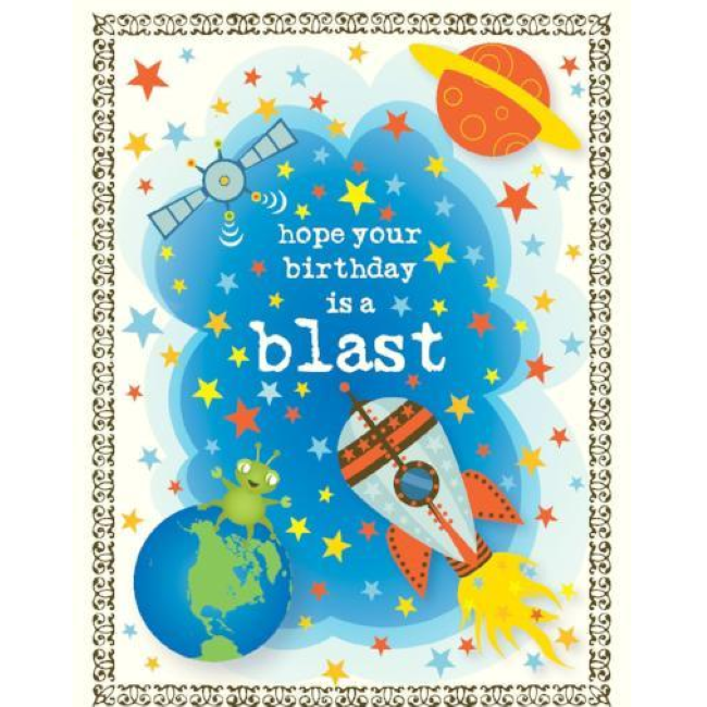 yellow bird paper greetings - space blast birthday card