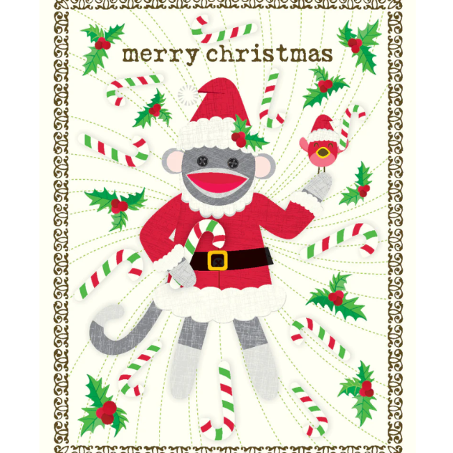 yellow bird greetings - Sock Monkey Christmas Card