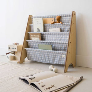 3 Sprouts Book Rack - Blue Gingham