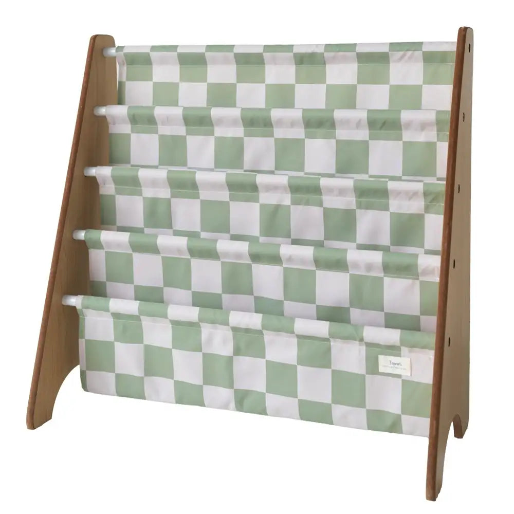 3 Sprouts Book Rack - Checkerboard Green
