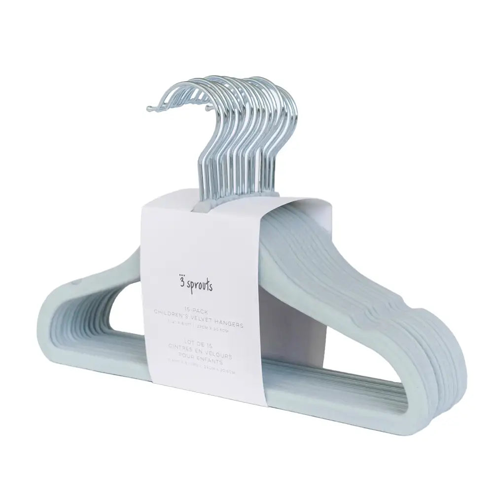 3 sprouts velvet non-slip hangers 15pk - blue