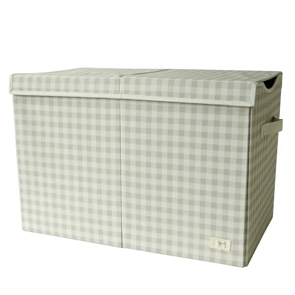 3 Sprouts Toy Chest Recycled Fabric - Beige Gingham