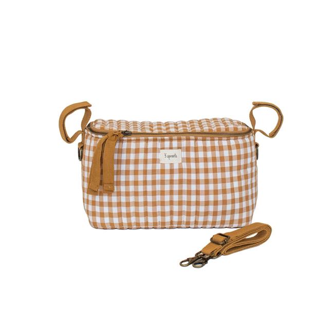 3 Sprouts Quilted Stroller Organizer - Gingham Mustard Print