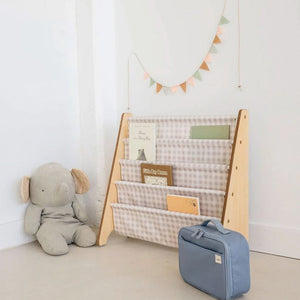 3 Sprouts Book Rack - Beige Gingham