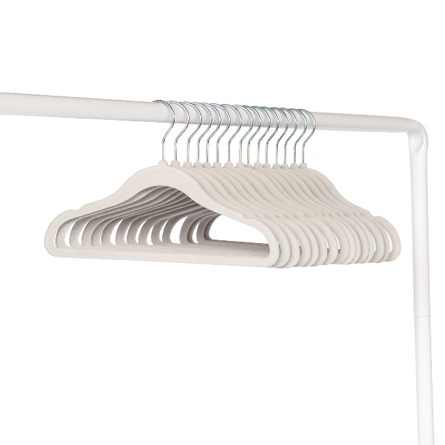 3 sprouts velvet non-slip hangers 15pk - grey