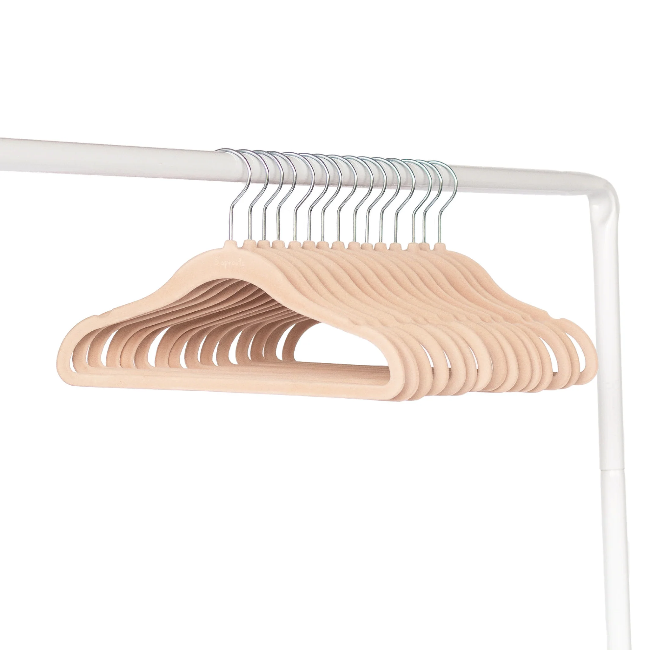3 sprouts velvet non-slip hangers 15pk - hazelnut
