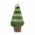 Plush green striped Christmas tree in brown tweedy pot with happy face. Cream linen like star on top.
