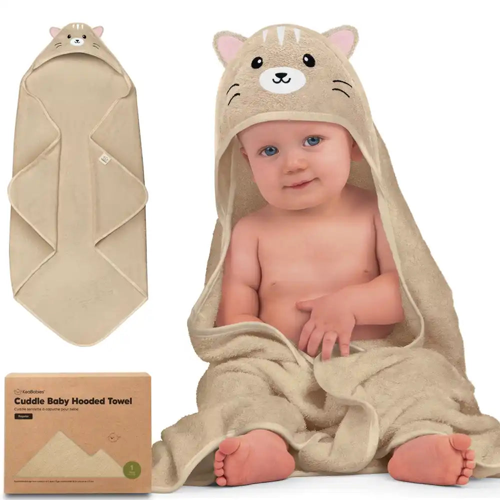 Keababies Cuddle Baby Hooded Towel - Cat