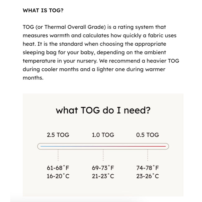 Kyte Baby Tog Sleep Bag in Oat Baby Charlotte Canada