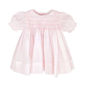Petit Ami & Zubels Fully Smocked Dress with Lace - Pink