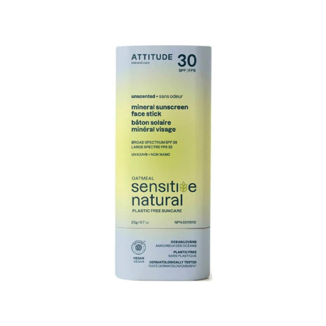 Attitude SPF 30 Mineral Sunscreen Face Stick - Unscented 60g