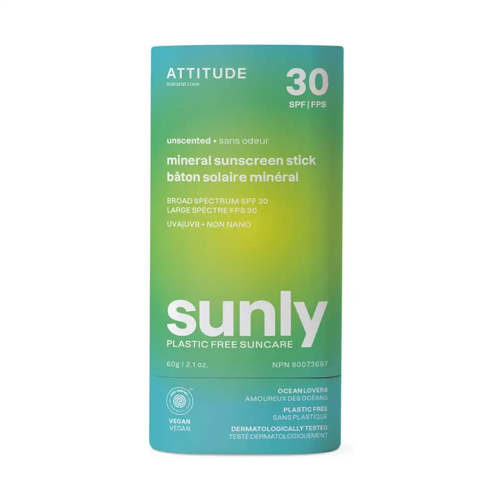 Attitude SPF 30 Mineral Sunscreen Face Stick - Unscented 60g