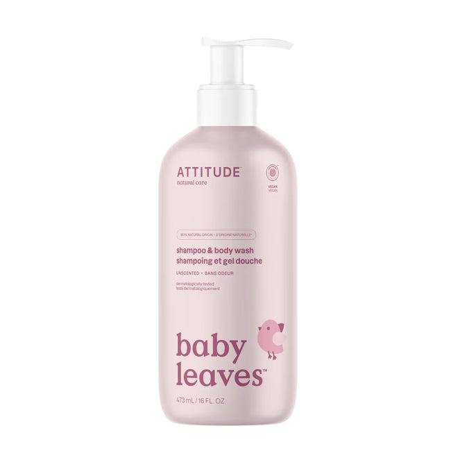 Attitude Baby Leaves 2 in 1 Shampoo + Bodywash Fragrance Free 473 ml