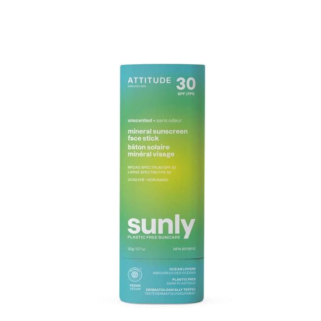 Attitude SPF 30 Mineral Sunscreen Face Stick - Unscented 20g