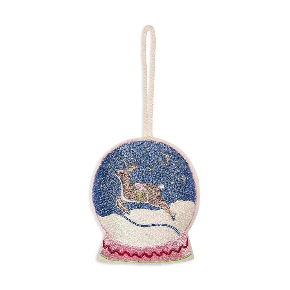 Avery Row Embroidered Tree Decoration - Snowglobe
