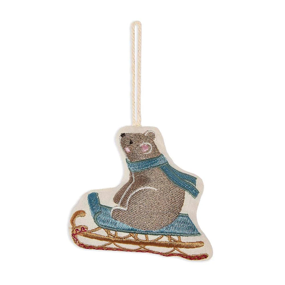 Avery Row Embroidered Tree Decoration - Bear Club