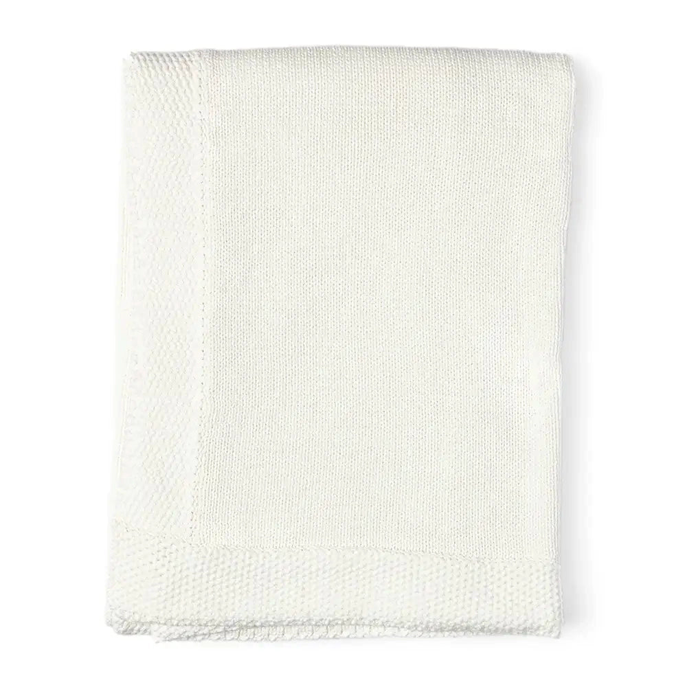 Baby Mode Knit Blanket With Border - White