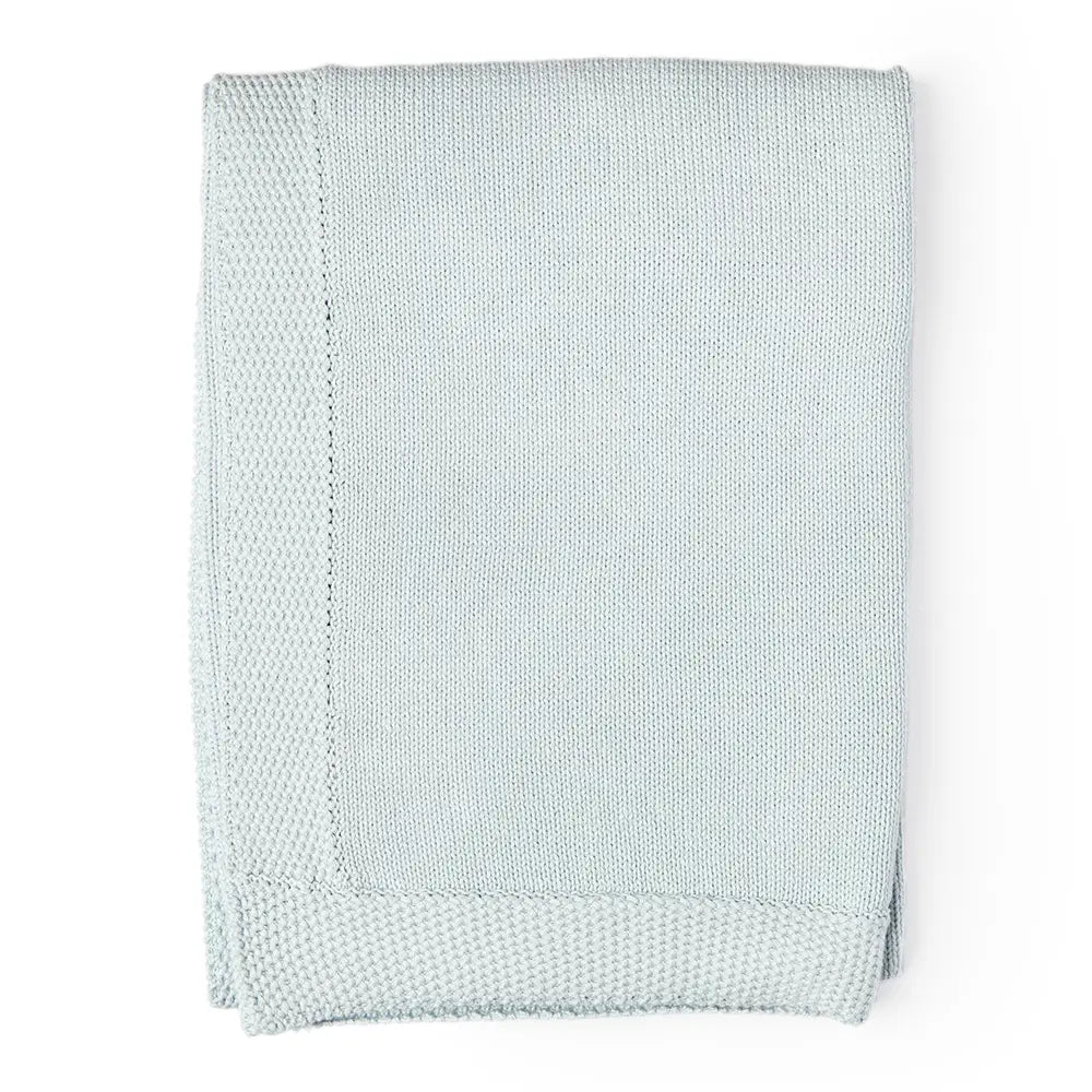 Baby Mode Knit Blanket With Border - Blue