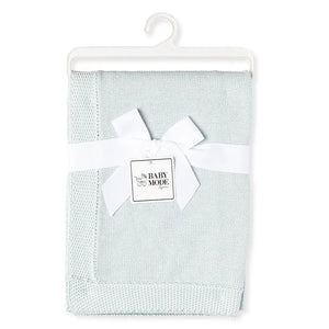 Baby Mode Knit Blanket With Border - Blue
