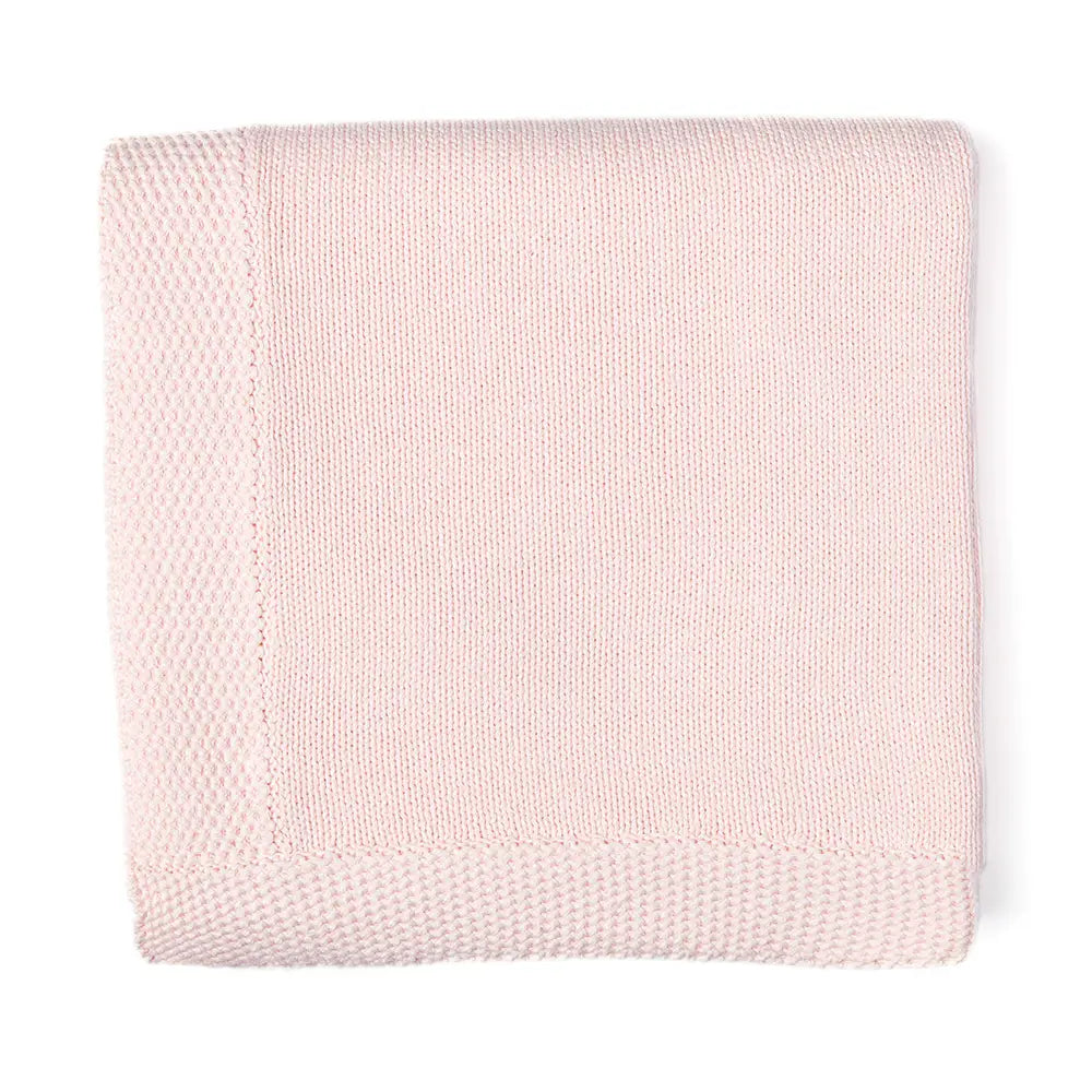 Baby Mode Knit Blanket With Border - Pink