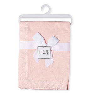Baby Mode Knit Blanket With Border - Pink