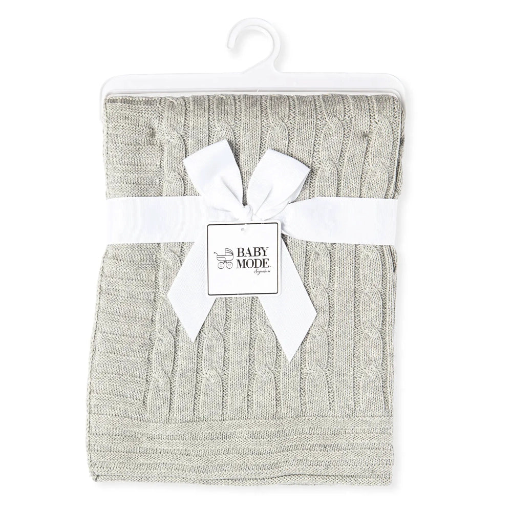 Baby Mode Signature Cable Knit Blanket - Grey