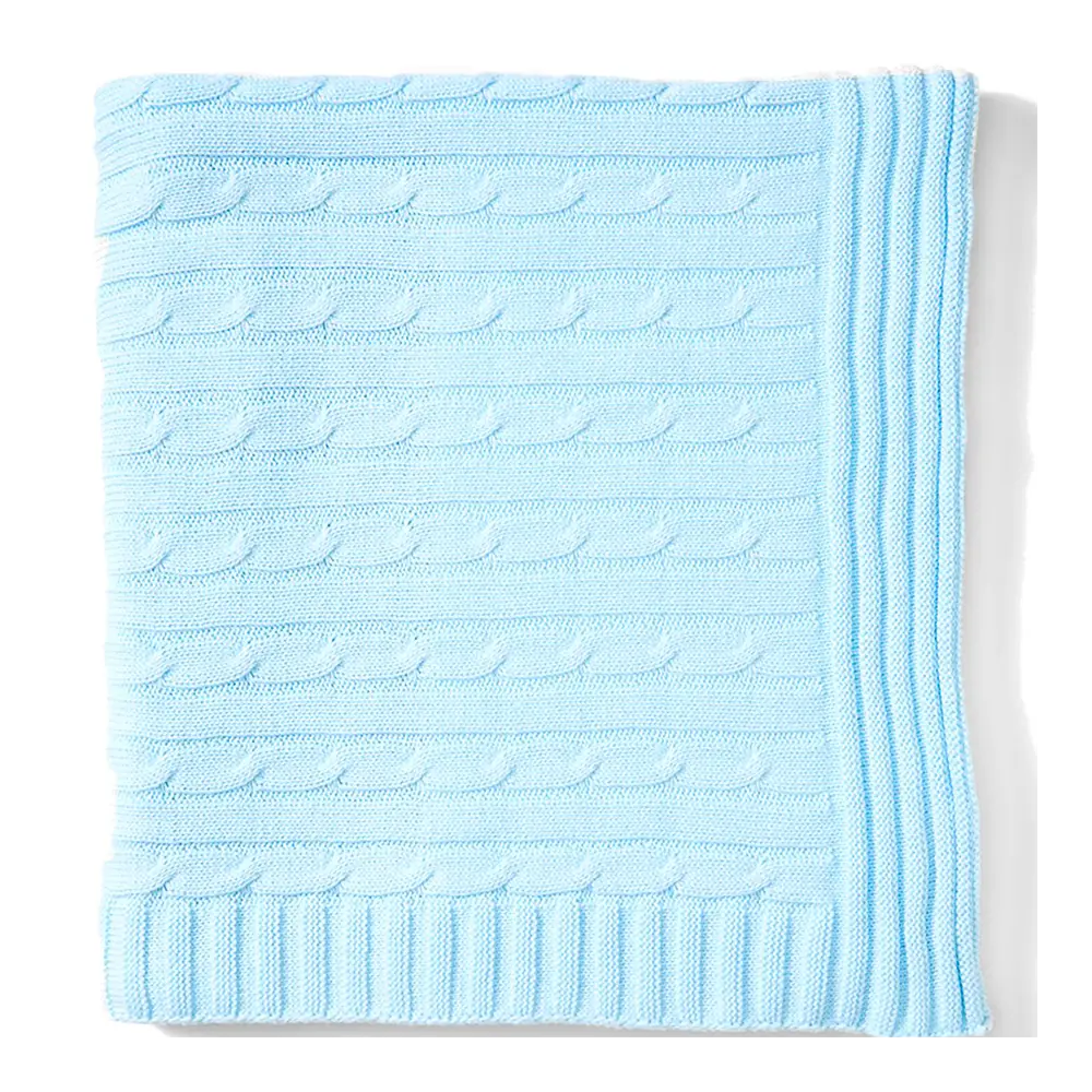 Baby Mode Signature Cable Knit Blanket - Blue