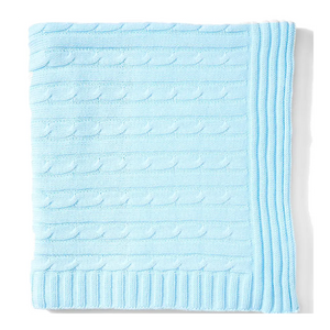 Baby Mode Signature Cable Knit Blanket - Blue